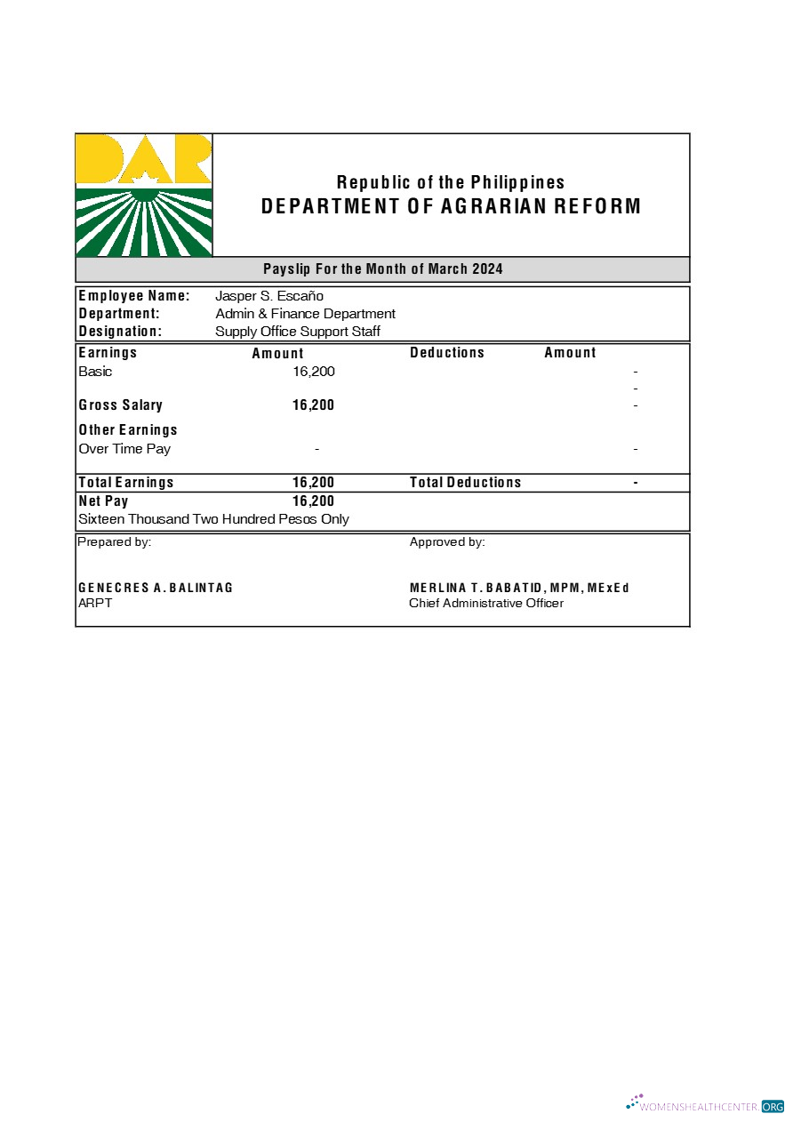 Download Philippines Department of Agrarian Reform payslip template in Excel and PDF formats.pdf, 1 Photoshop template